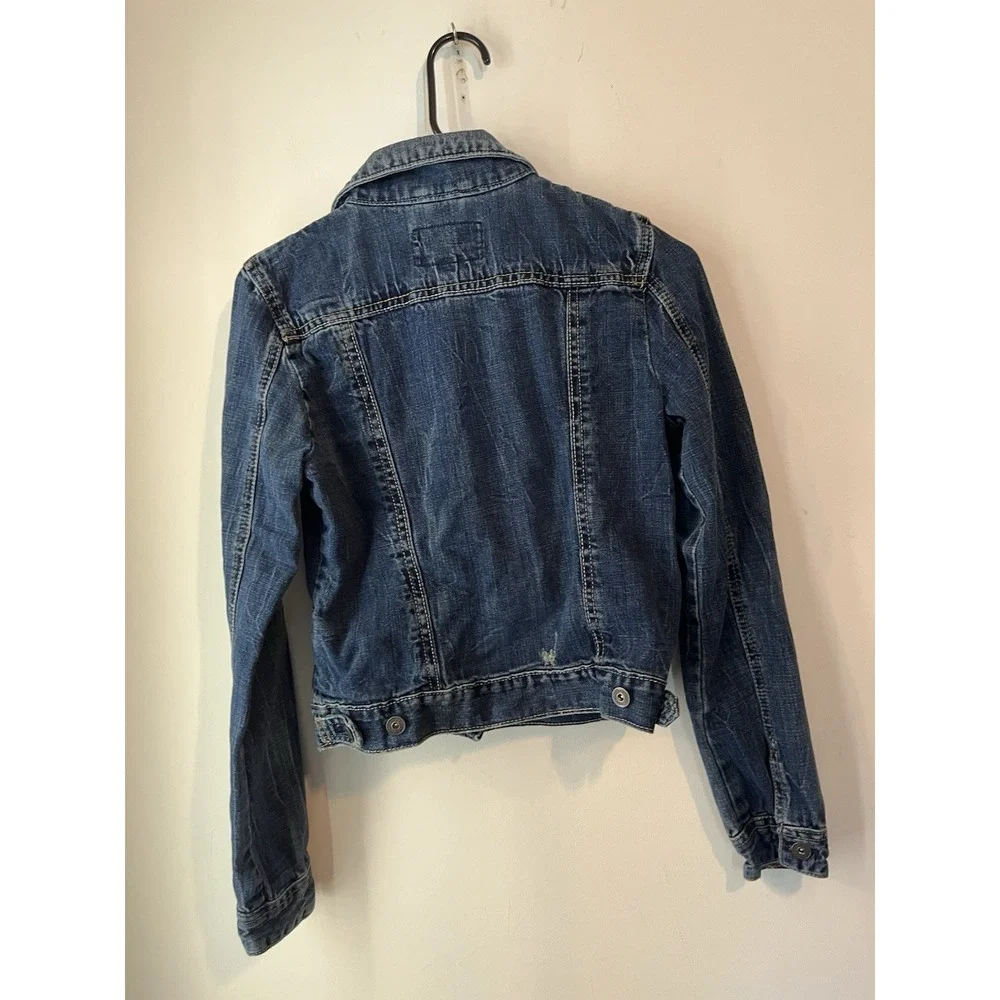 Vintage Y2K aeropostale Distressed Denim Jean Jacket Size Medium‎ 100% Cotton